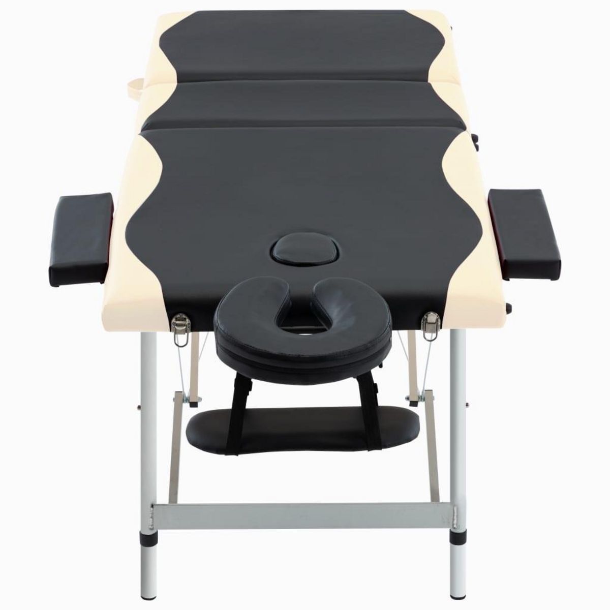 VIDAXL Table de massage pliable 3 zones Aluminium Noir et beige