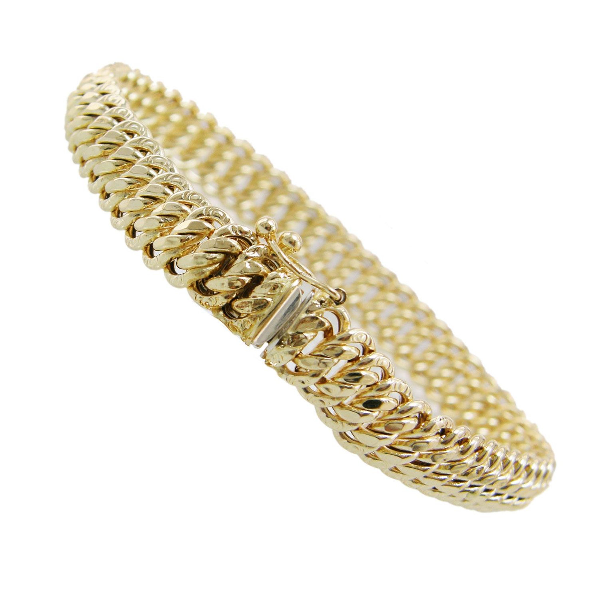 L'ATELIER D'AZUR Bracelet Or Jaune Maille Américaine - Femme 18cm