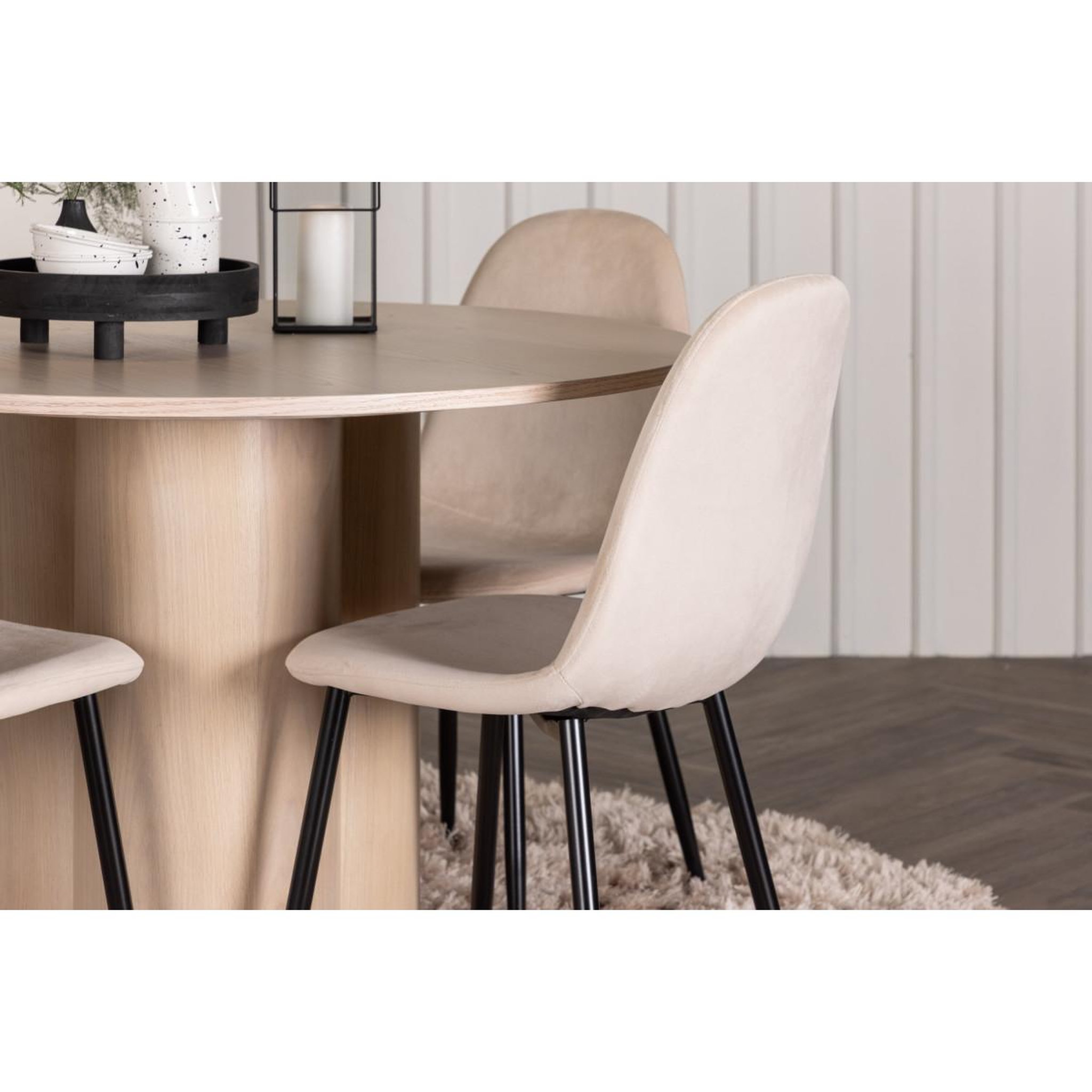 Voir la diapositive 4 : Paris Prix Ensemble table à manger & 4 chaises  olivia & polar  110cm naturel & beige clair