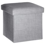 ATMOSPHERA Pouf coffre pliable Tomaz - L. 38 x H. 38 cm. Coloris disponibles : Gris