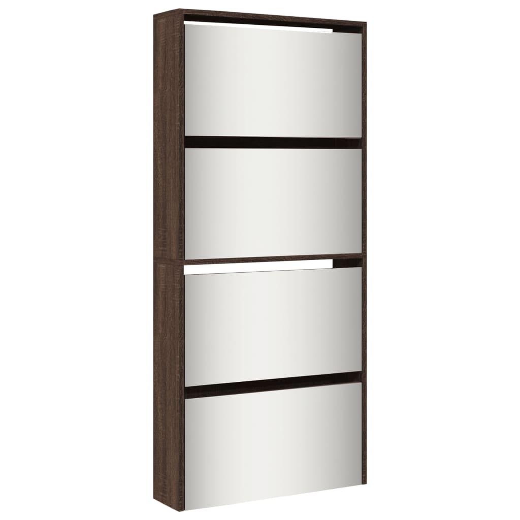 Voir la diapositive 2 : VIDAXL Armoire a chaussures miroir 4 niveaux chene marron 63x17x134 cm