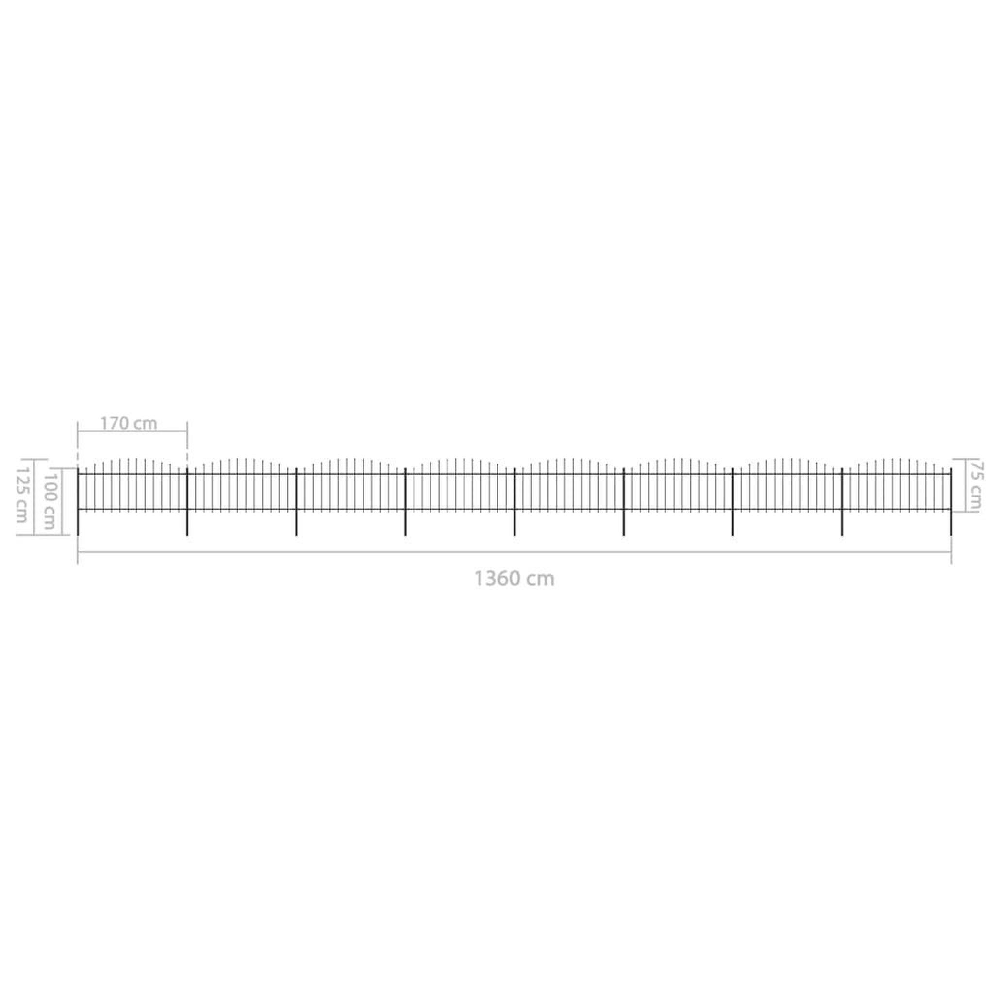 Voir la diapositive 5 : VIDAXL Cloture de jardin a dessus en lance Acier (0,5-0,75)x13,6m Noir