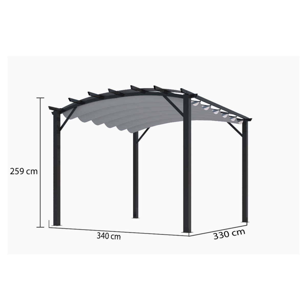 Hisense Pergola arche en acier 11.22 m² gris - per3433gn