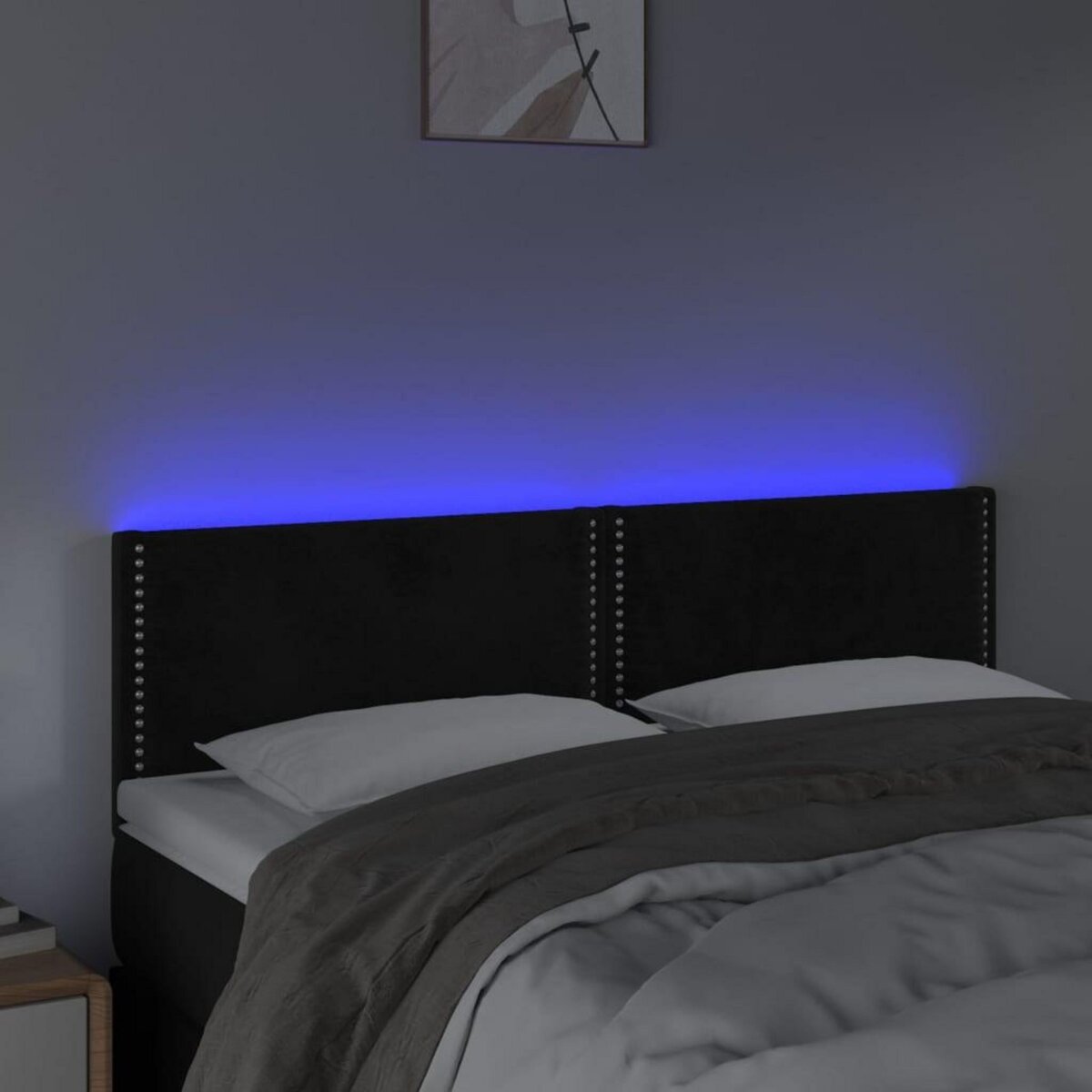 VIDAXL Tete de lit a LED Noir 144x5x78/88 cm Velours