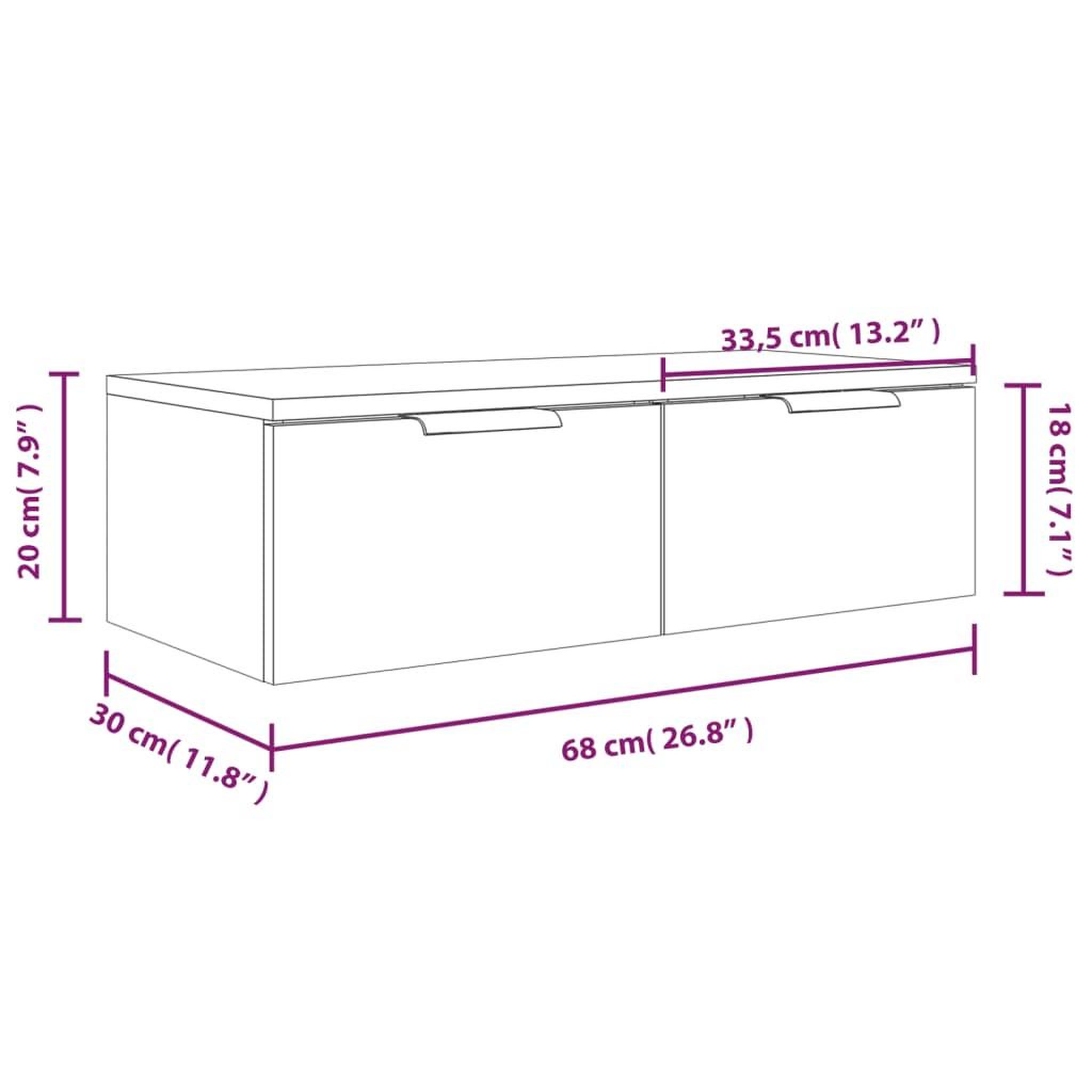 Voir la diapositive 6 : VIDAXL Armoire murale Sonoma gris 68x30x20 cm Bois d'ingenierie