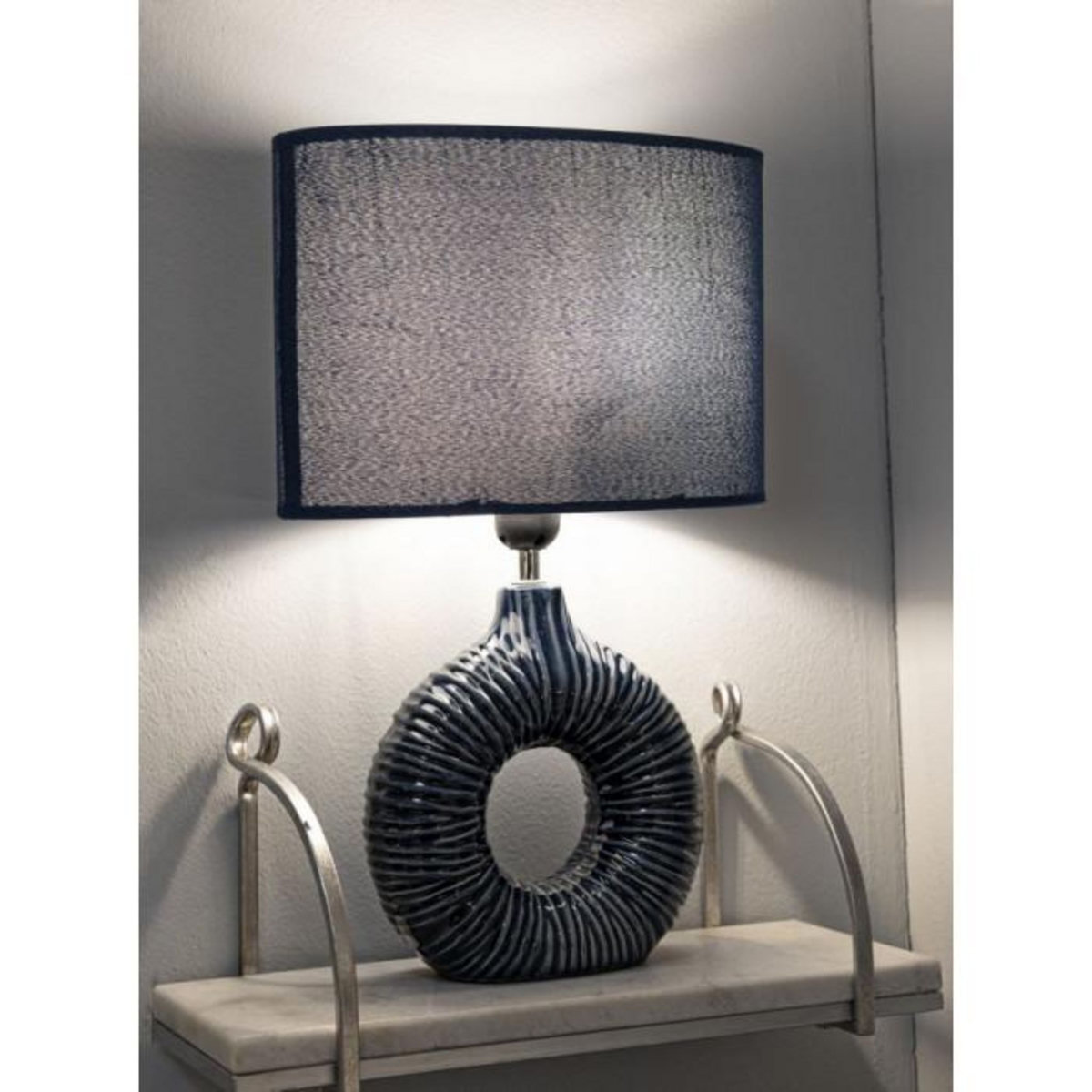 Paris Prix Lampe à Poser en Céramique  Seta  43cm Bleu