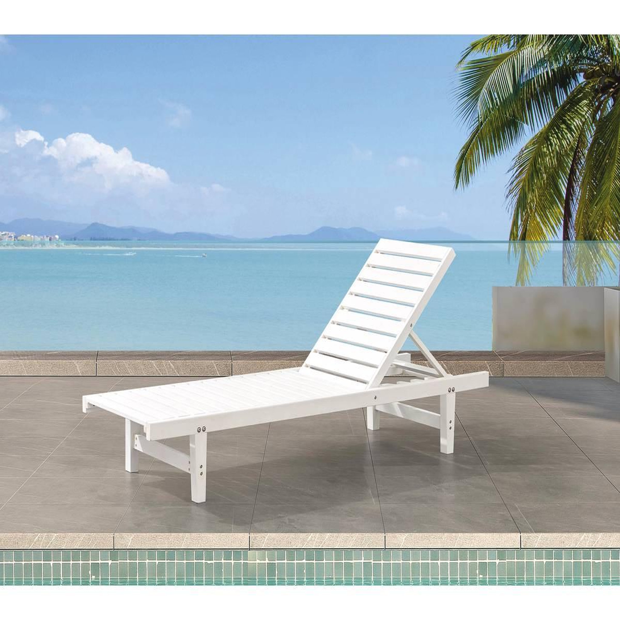 Voir la diapositive 2 : Habitat et Jardin Lot de 2 bains de soleil en bois  Rawai  - Blanc