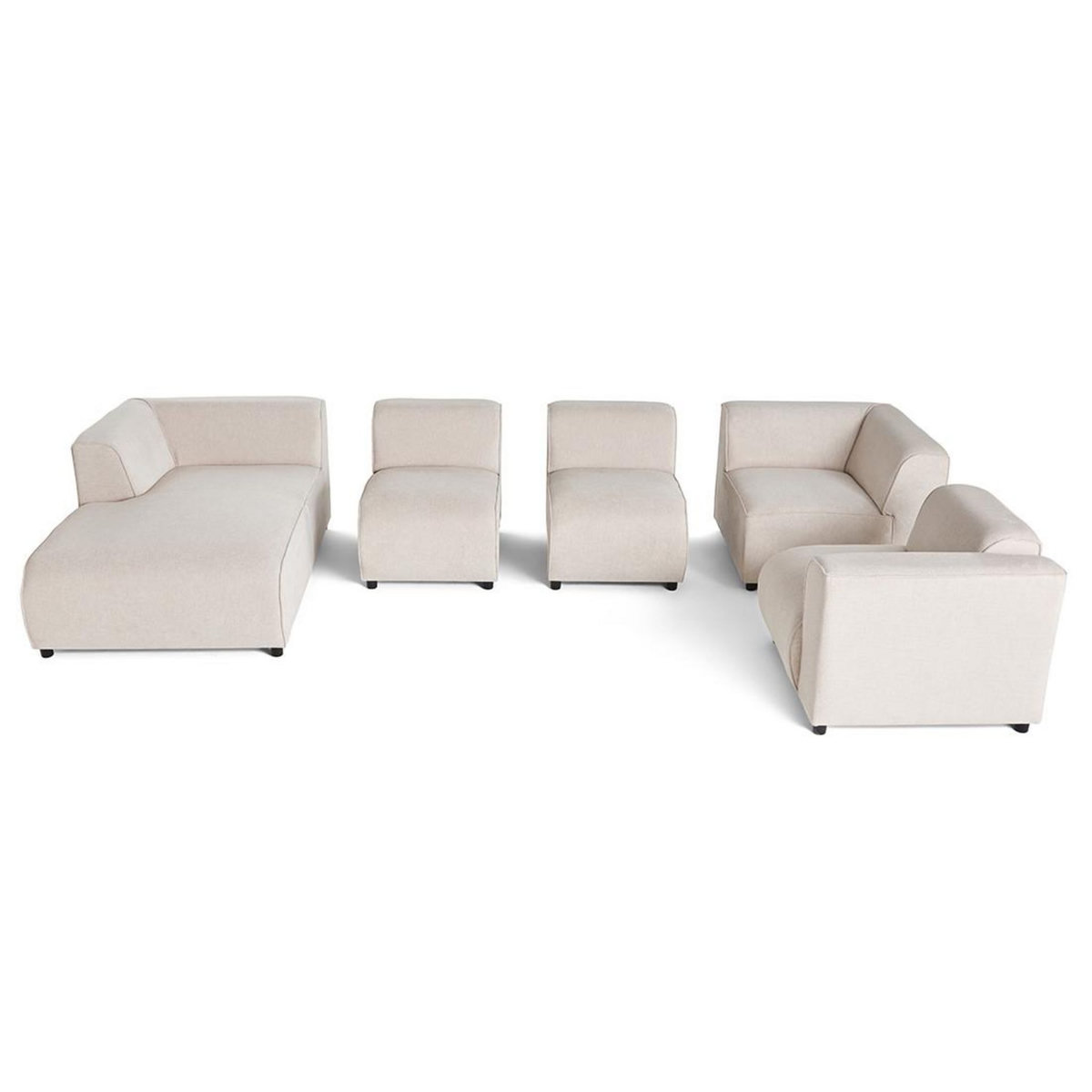 LISA DESIGN Suaro - canapé modulable panoramique d'angle droit 7 places en tissu texturé