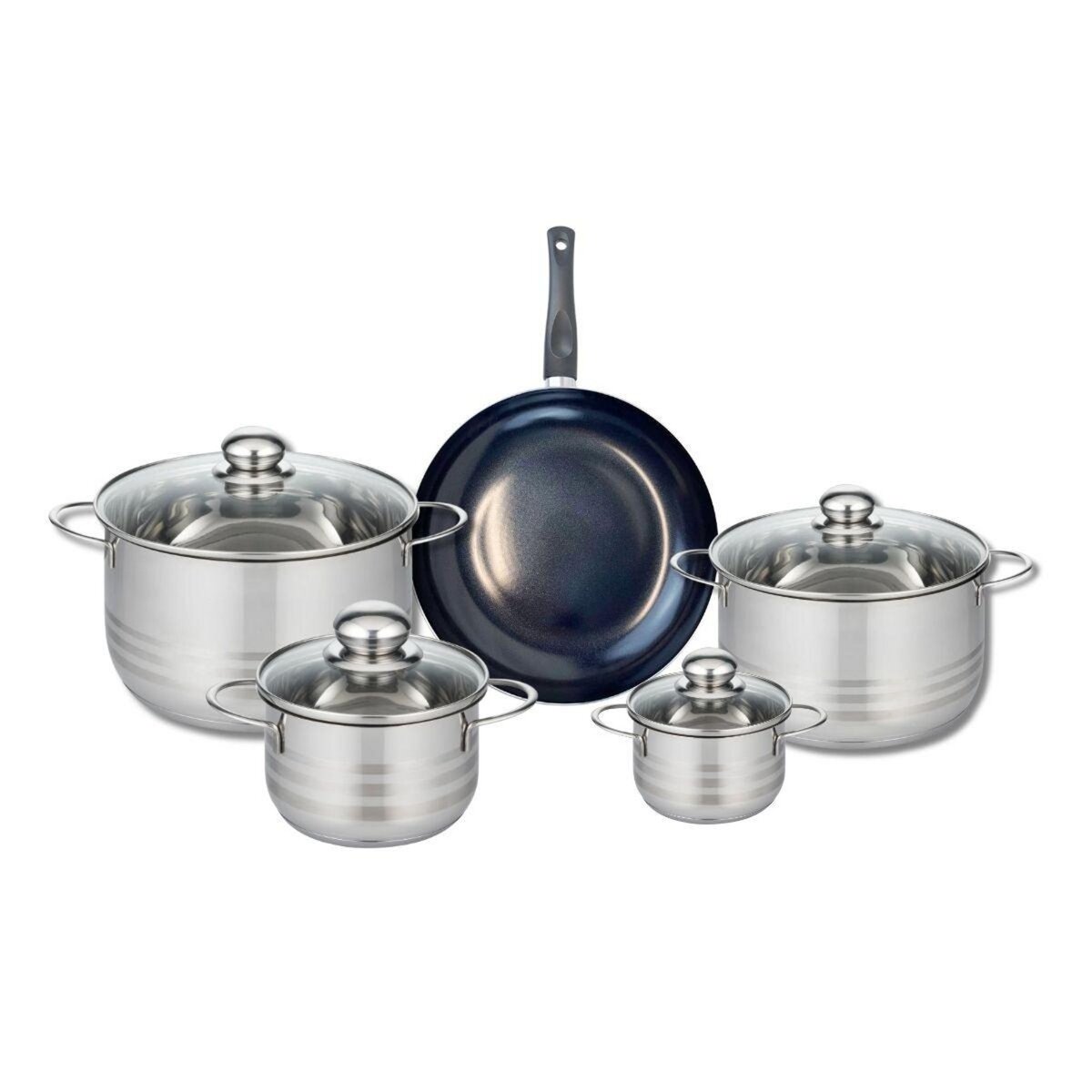 ELO Ensemble de 1 Poêle de cuisson 24 cm et 4 faitouts 14, 16, 20 et 24 cm Elo Prima Brillant