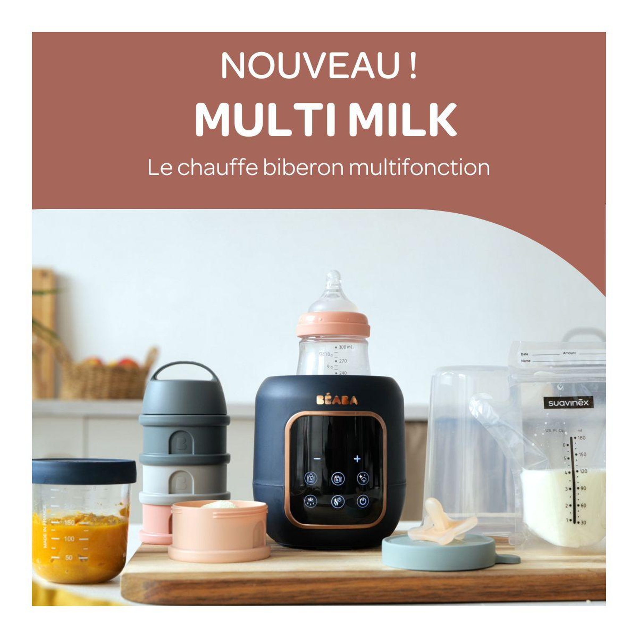 Voir la diapositive 2 : BEABA Chauffe biberon multi-milk night blue