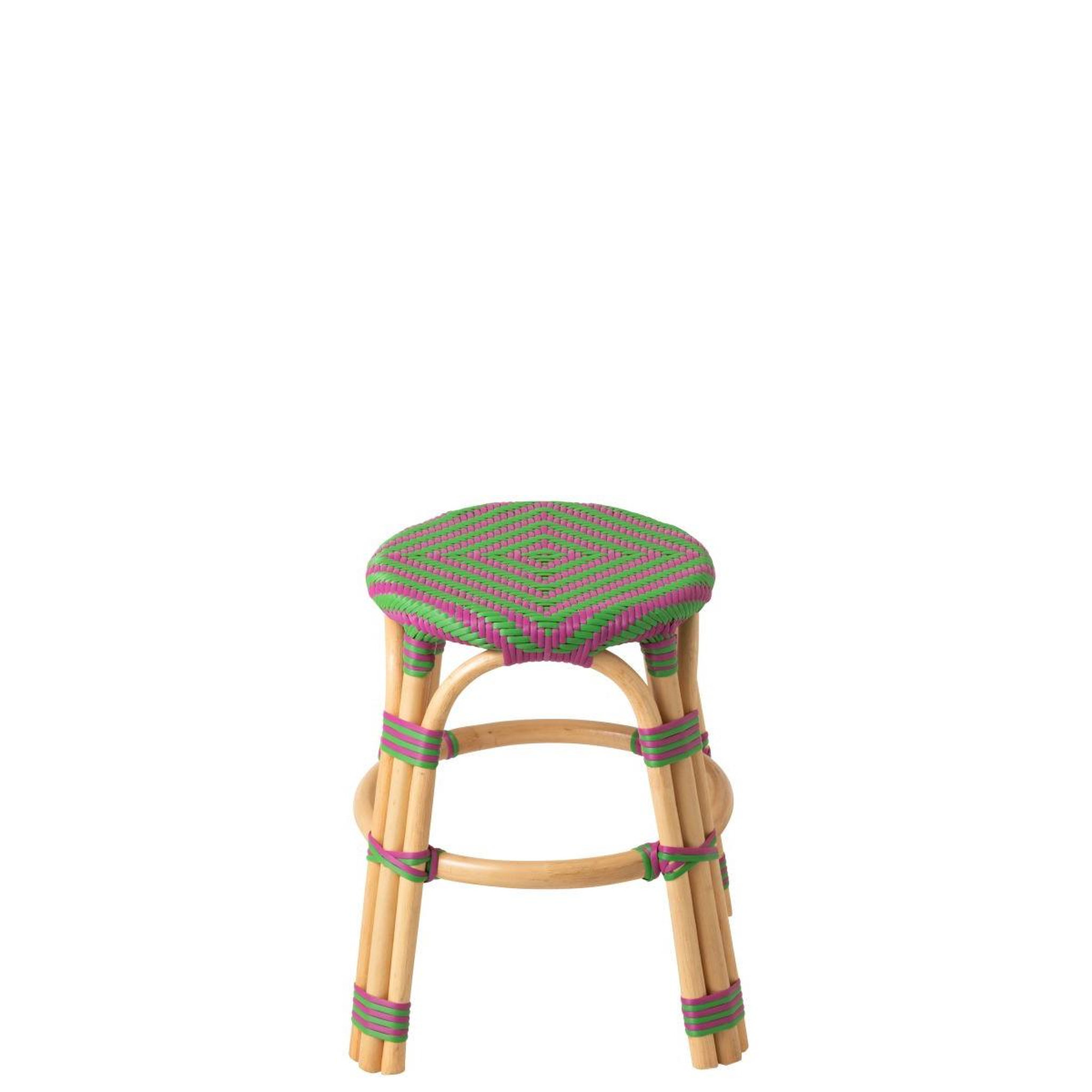 Voir la diapositive 2 : J-LINE Tabouret en rotin  geo  46cm rose & vert