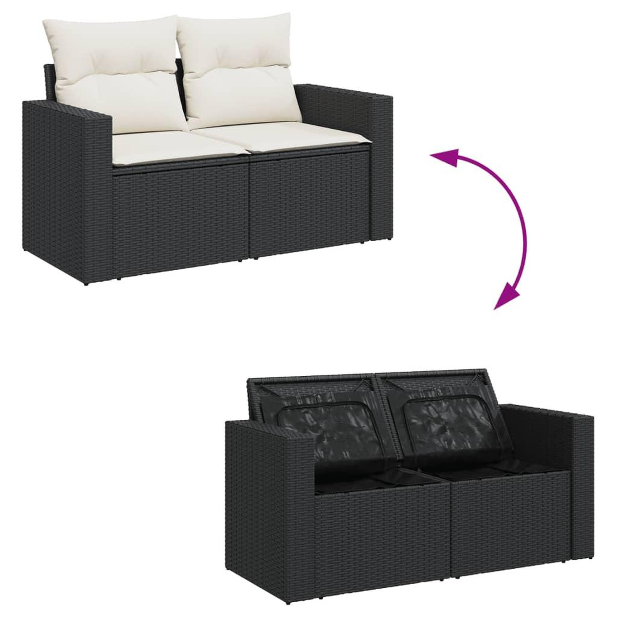 Voir la diapositive 3 : VIDAXL Salon de jardin avec coussins 13 pcs noir resine tressee