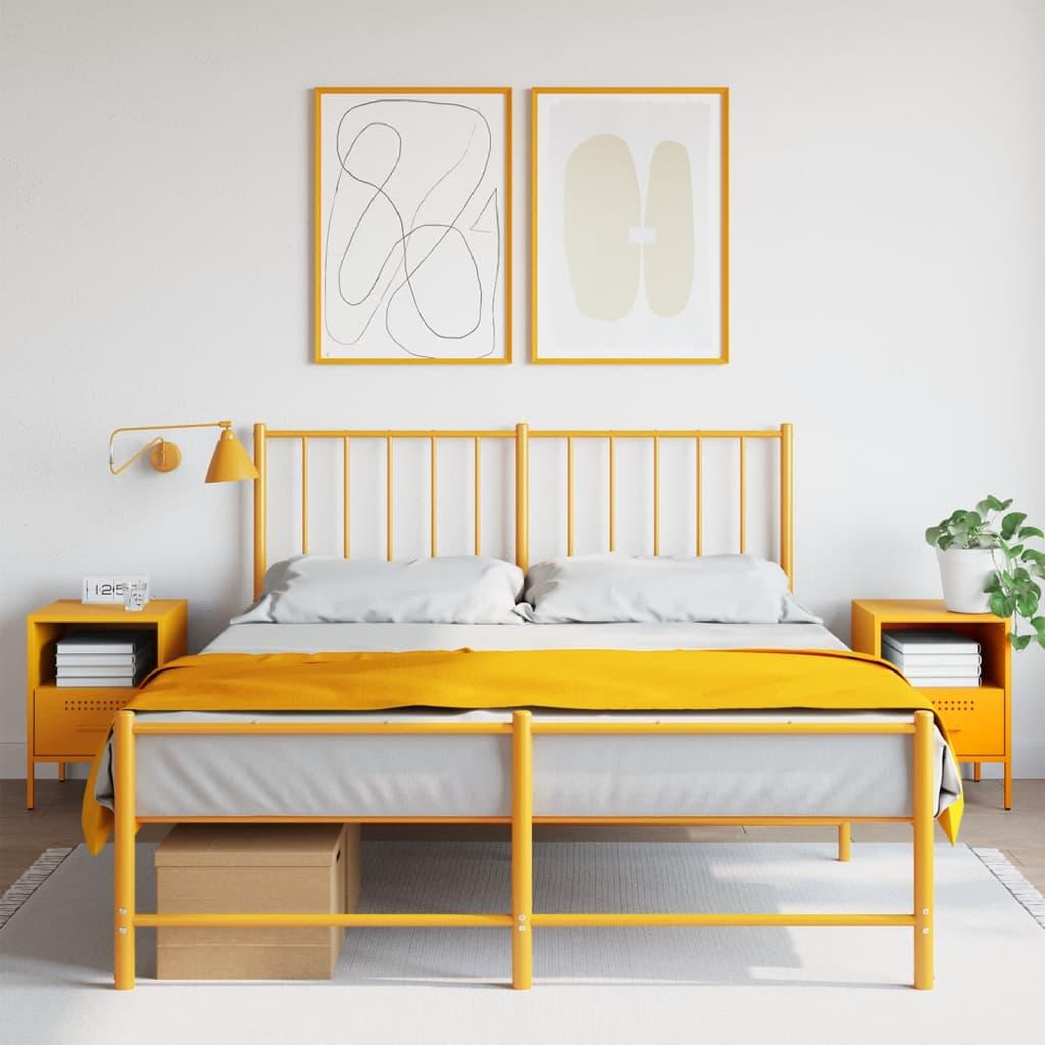 VIDAXL Tables de chevet 2 pcs jaune moutarde 36x39x50,5 cm acier