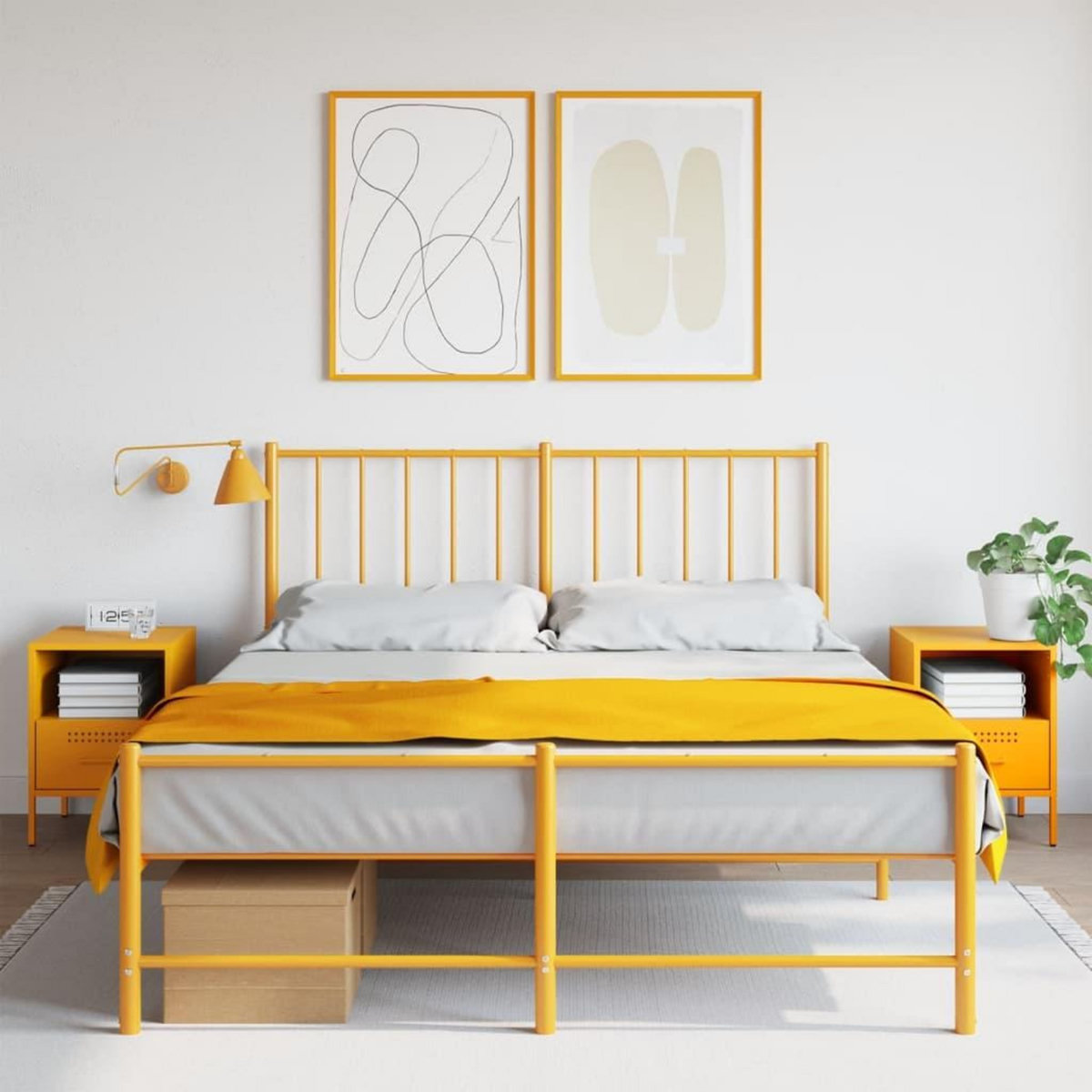 VIDAXL Tables de chevet 2 pcs jaune moutarde 36x39x50,5 cm acier