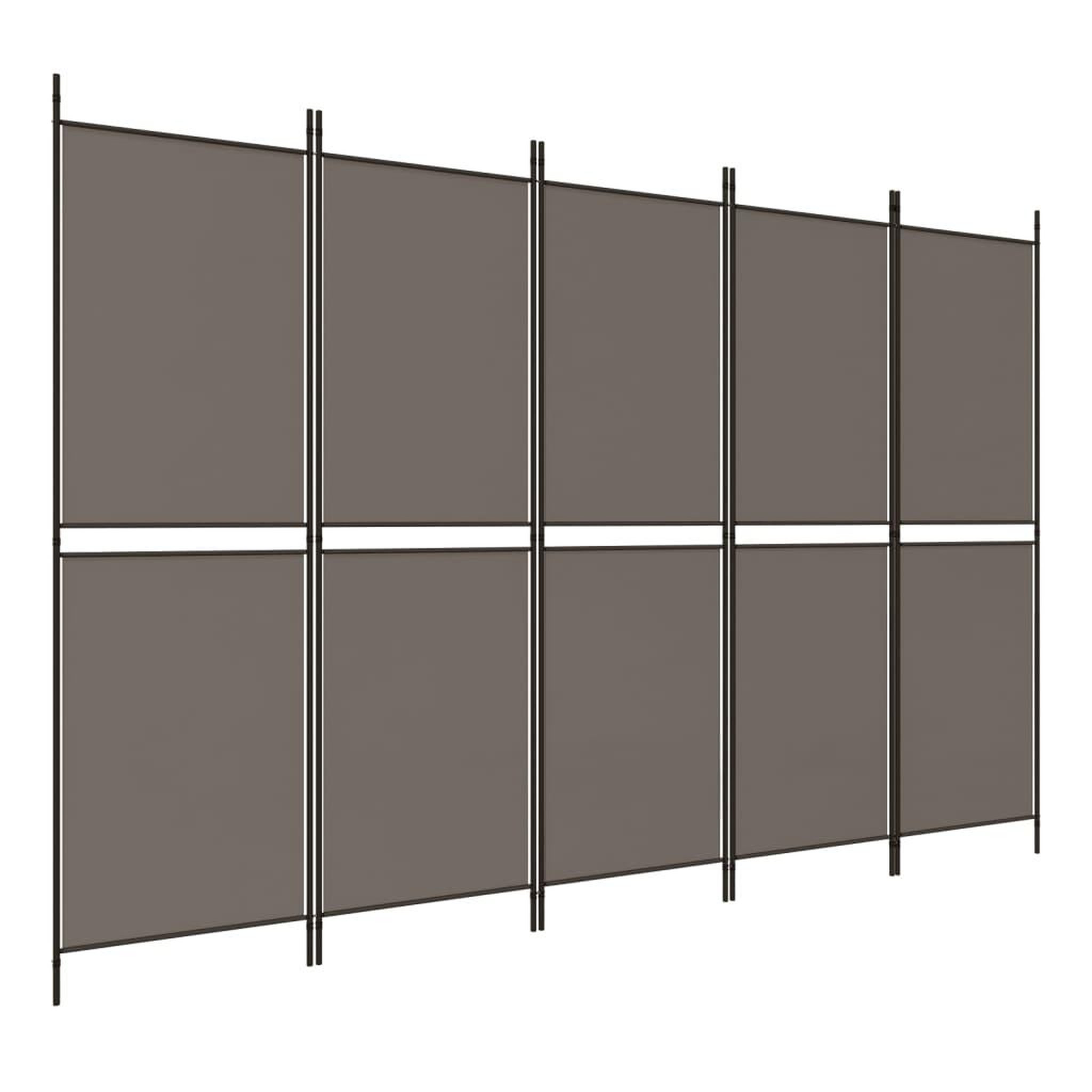 Voir la diapositive 2 : VIDAXL Cloison de separation 5 panneaux Anthracite 250x180 cm Tissu