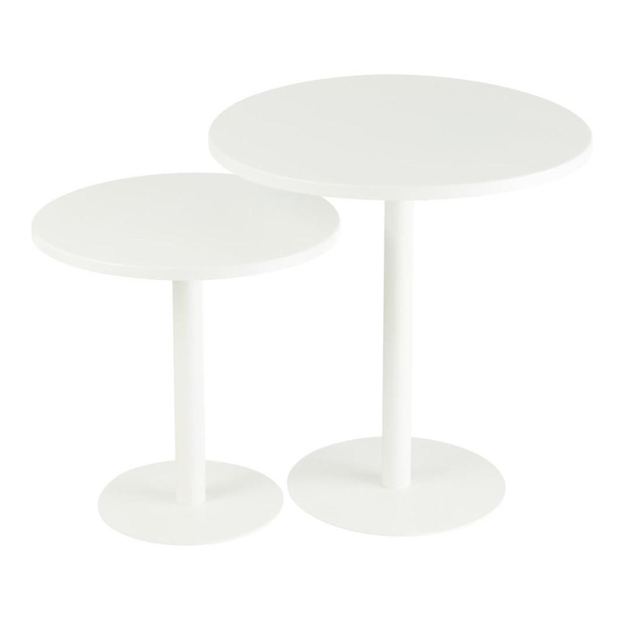 Voir la diapositive 1 : J-LINE Lot de 2 Tables d'Appoint en Métal  Ice  50cm Blanc
