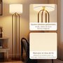 Voir la diapositive 6 : HOMCOM Lampadaire design métal doré 4 pieds base abat-jour circulaire lin beige dia. 38 x H.161 cm