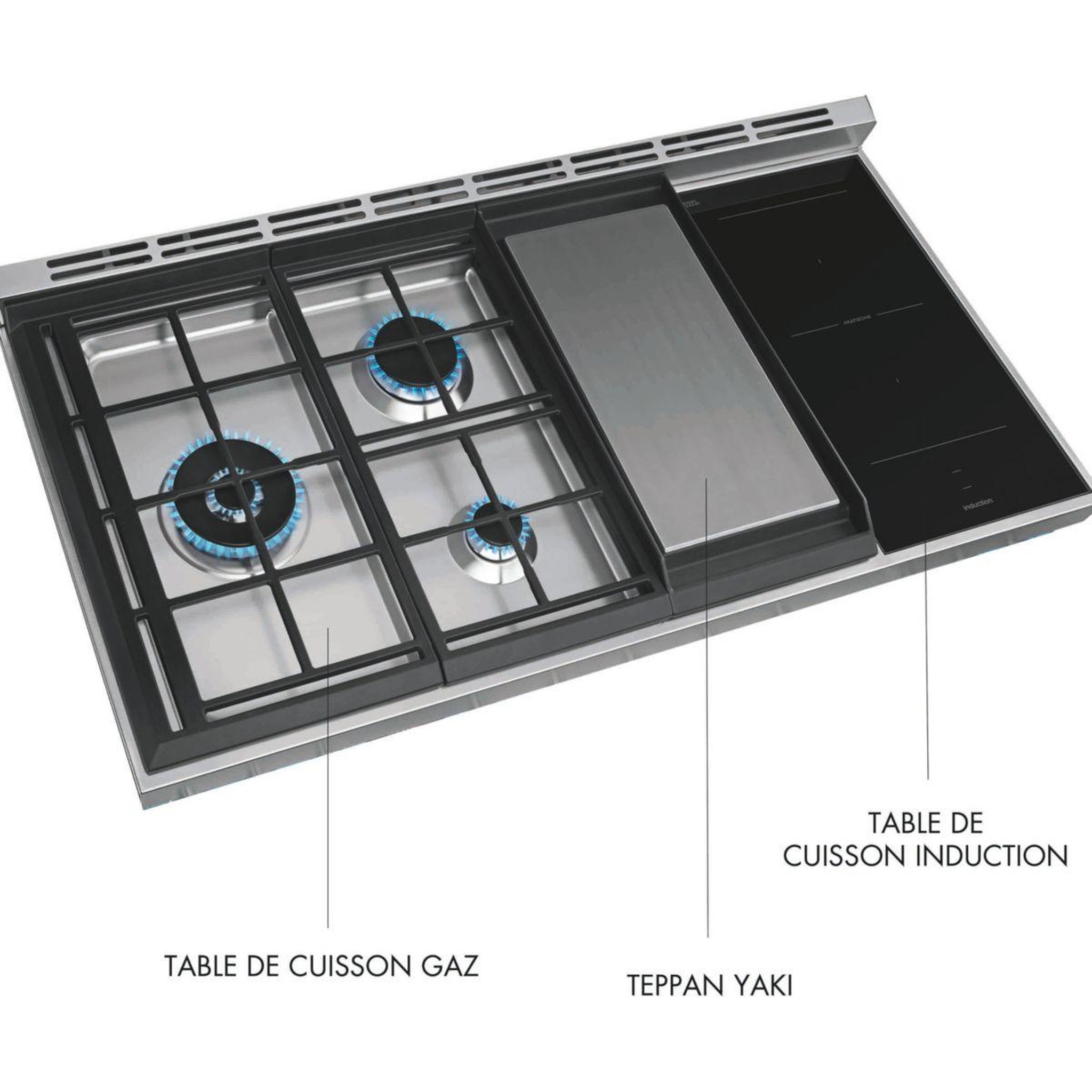 Voir la diapositive 5 : SMEG Piano de cuisson mixte cpf120igmpx