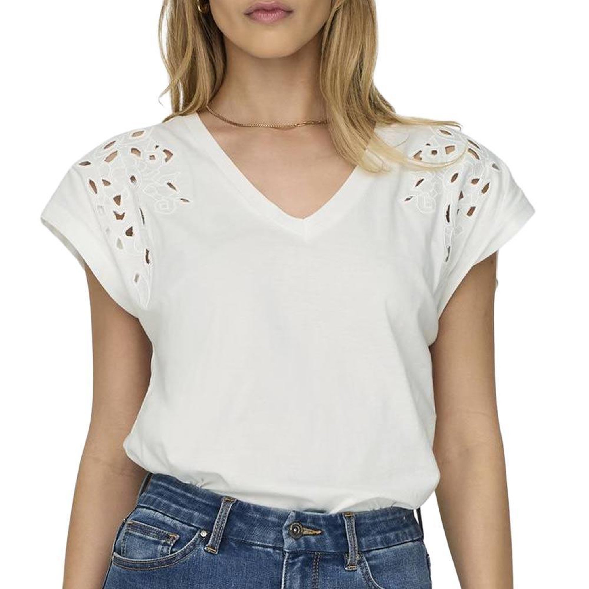 JACQUELINE DE YONG T-Shirt Blanc Femme JDY Rose. Coloris disponibles : Blanc
