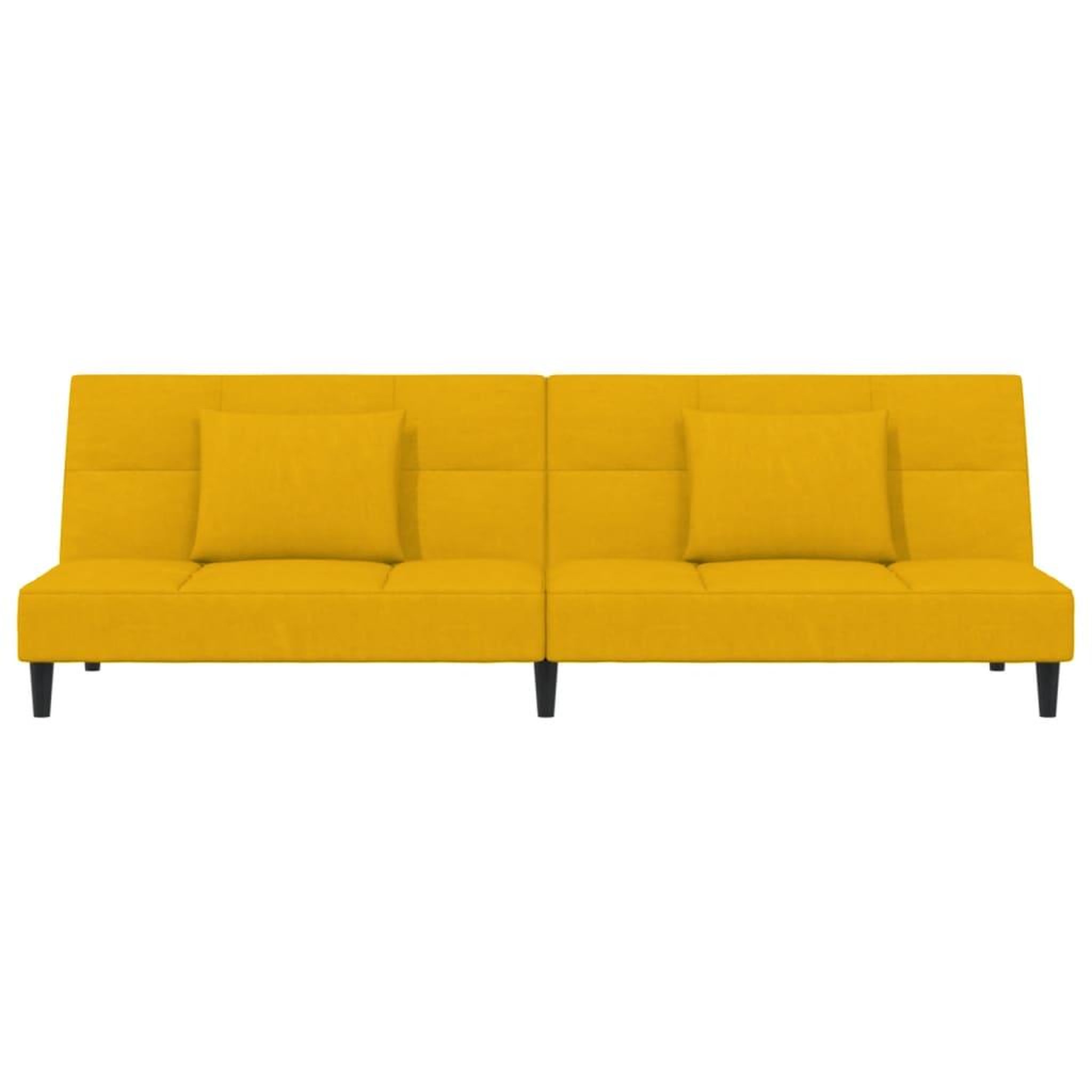 Voir la diapositive 4 : VIDAXL Canape-lit a 2 places avec deux oreillers Jaune Velours