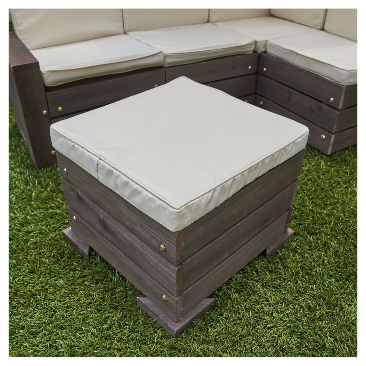 Kidkraft Ensemble jardin pour enfant - Canapé et table en bois avec coussins -Ecru