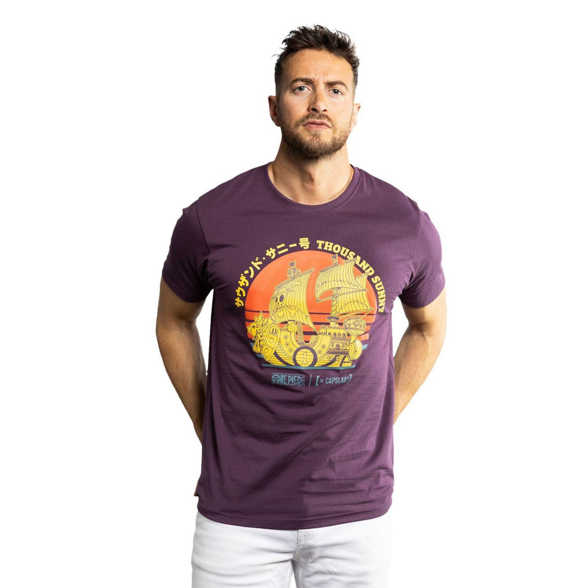 CAPSLAB T-shirt homme regular fit avec print One Piece Sunny