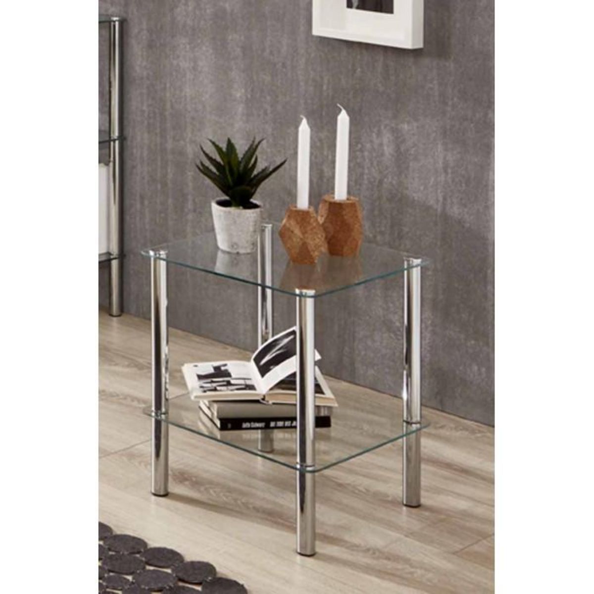 Paris Prix Table d'Appoint en Verre  Eliot  47cm Transparent