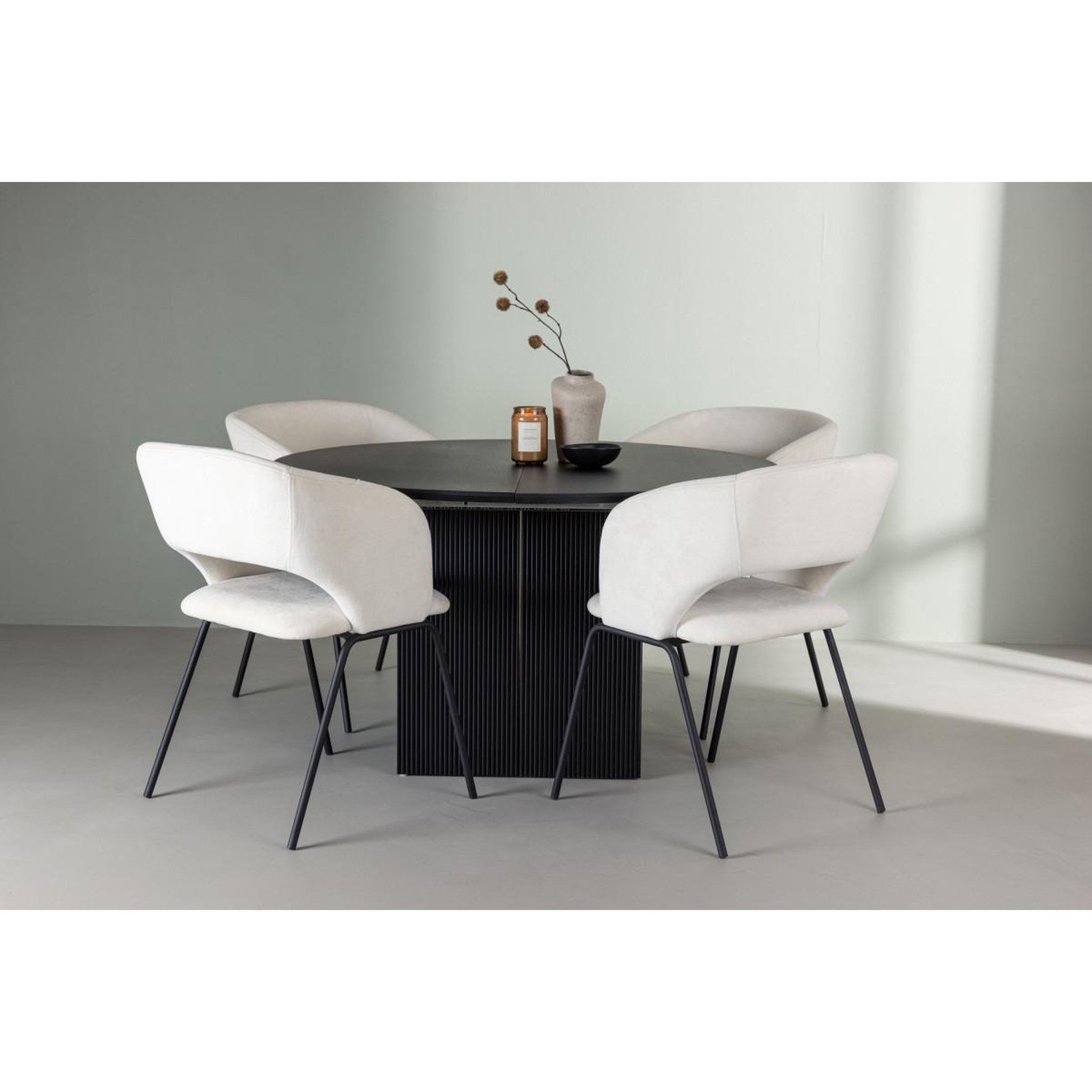 Voir la diapositive 3 : Paris Prix Ensemble table à manger extensible & 4 chaises  matilda & day  130-180cm noir & blanc cassé