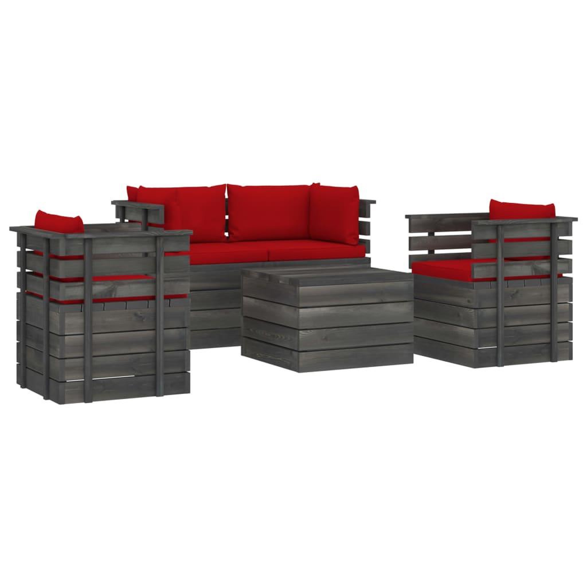 Voir la diapositive 2 : VIDAXL Salon palette de jardin 5 pcs avec coussins Bois de pin massif