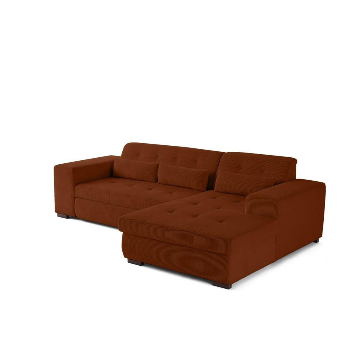 LISA DESIGN Vermont - canapé d'angle droit - 4 places - convertible avec coffre - en velours côtelé