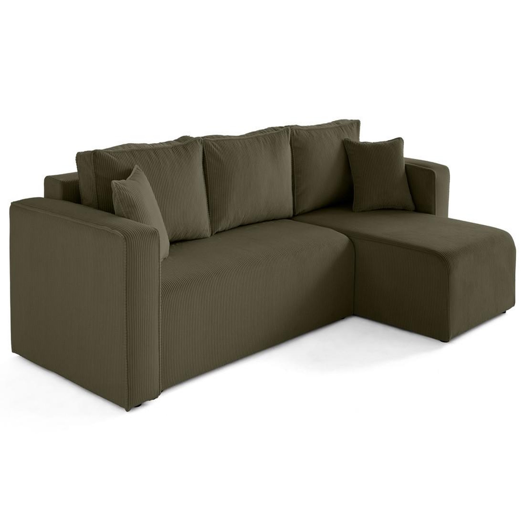 Voir la diapositive 3 : BEST MOBILIER Topaze - canapé d'angle déhoussable réversible 4 places en velours côtelé