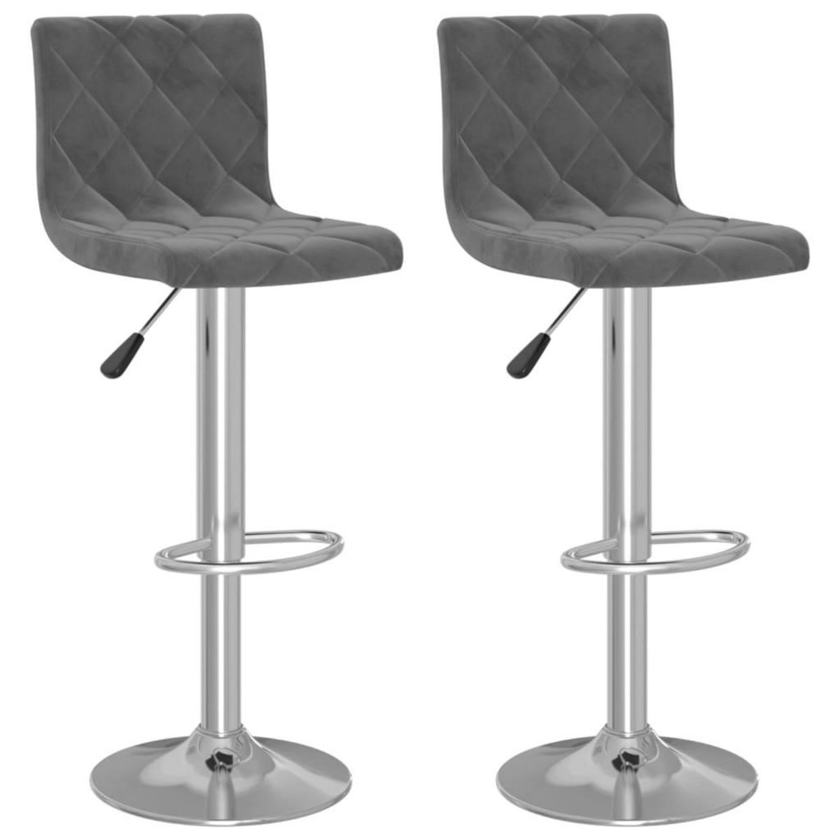VIDAXL Tabourets de bar lot de 2 gris fonce velours