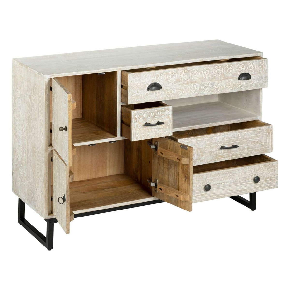 ATMOSPHERA Buffet 3 portes et 4 tiroirs en bois AJAY - Beige