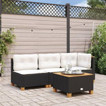 VIDAXL Canape d'angle de jardin avec coussins noir resine tressee