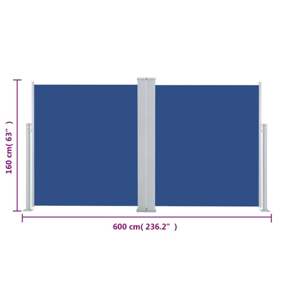 VIDAXL Auvent lateral retractable Bleu 160 x 600 cm