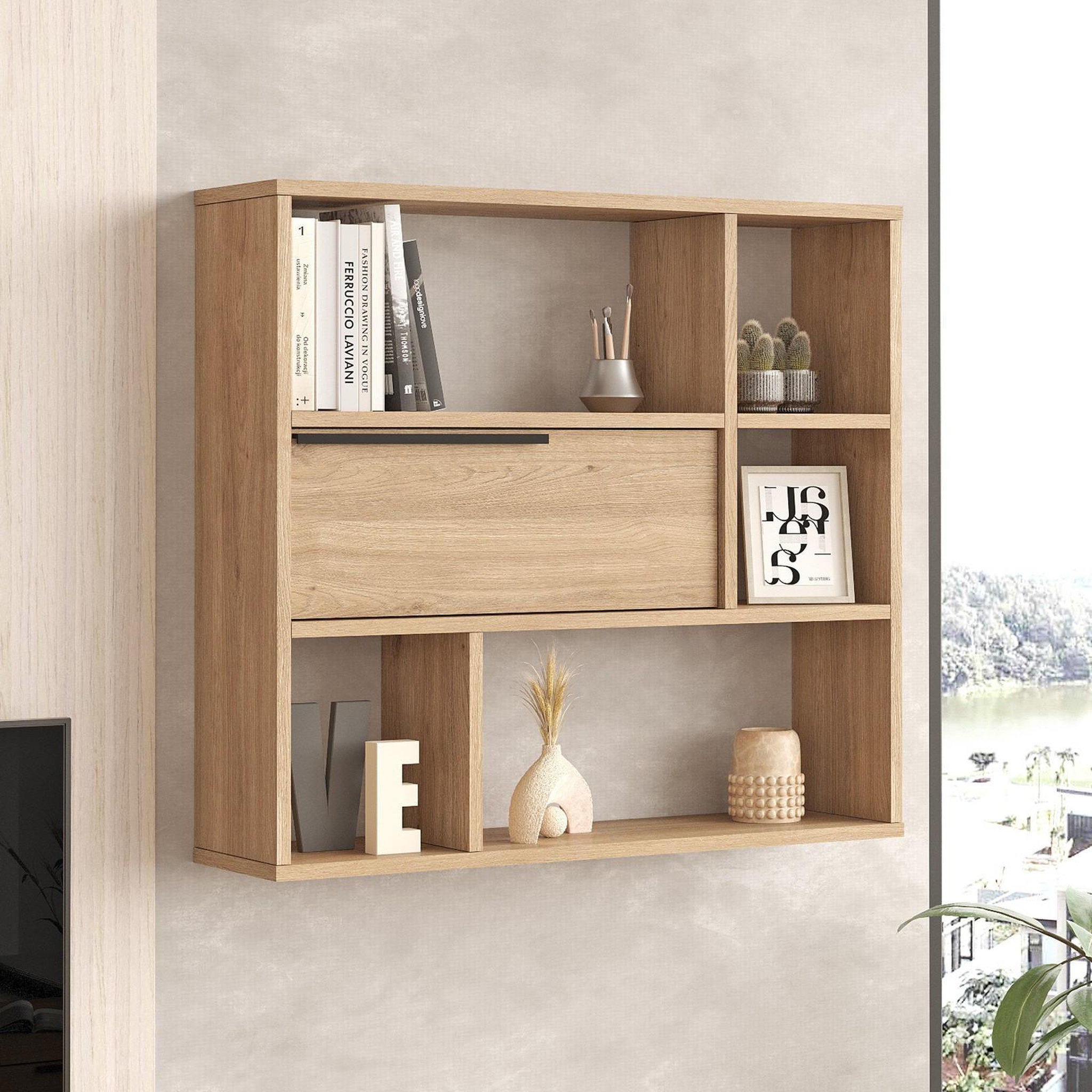 Voir la diapositive 3 : Habitat et Jardin Étagère murale en bois  calvin  - 90 x 22 x 81 cm - marron