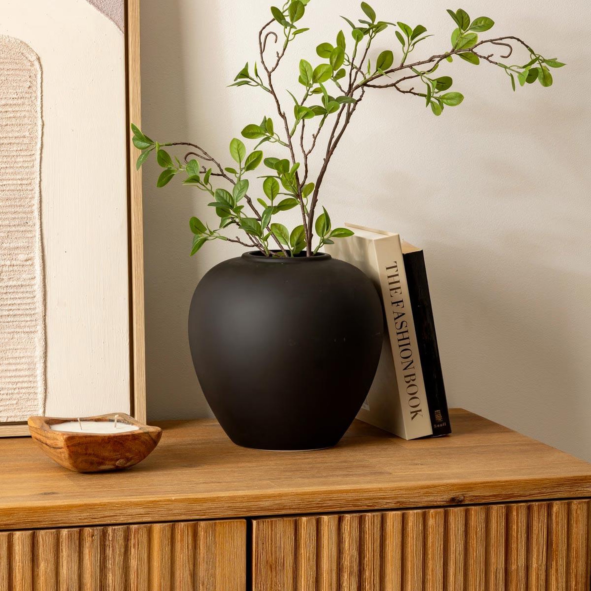 Voir la diapositive 2 : ATMOSPHERA Vase boule en dolomite  rily  22cm noir