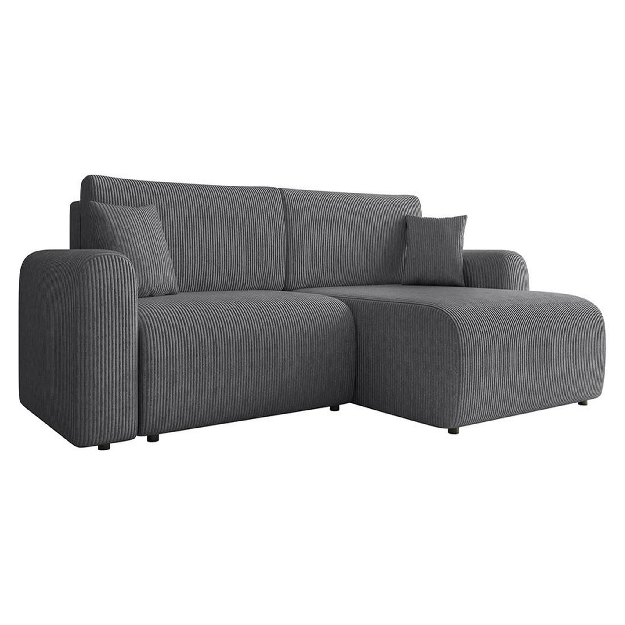 Voir la diapositive 1 : BEST MOBILIER Naomi - canapé d'angle réversible 4 places convertible avec coffre en velours côtelé