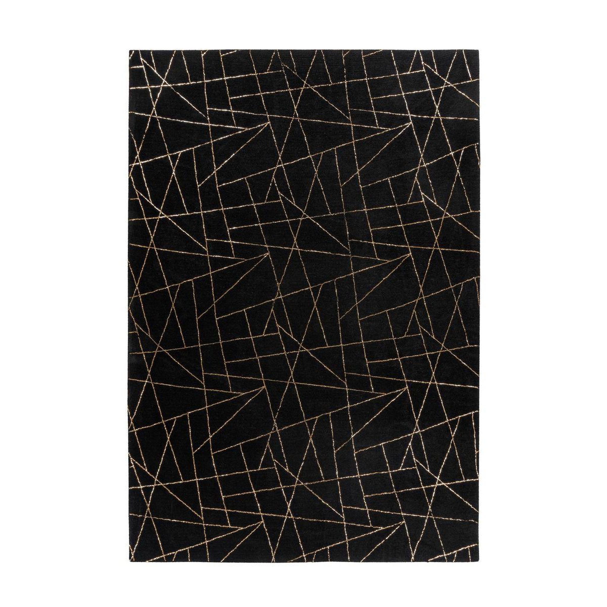 Voir la diapositive 1 : Paris Prix Tapis géométrique à poils longs  bijou  noir & or