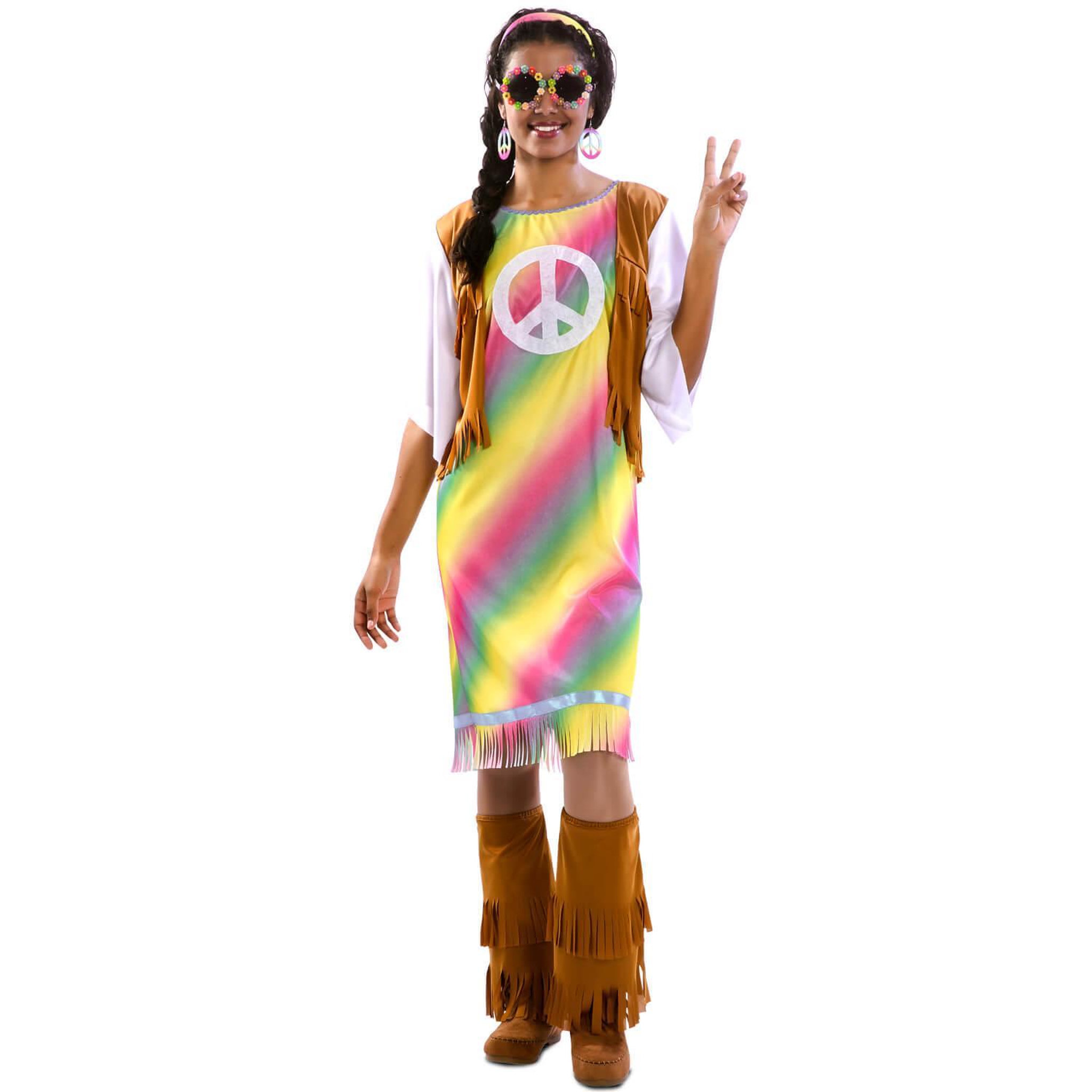 EURO CARNAVALES Déguisement Hippie Arc en Ciel - Femme - M/L