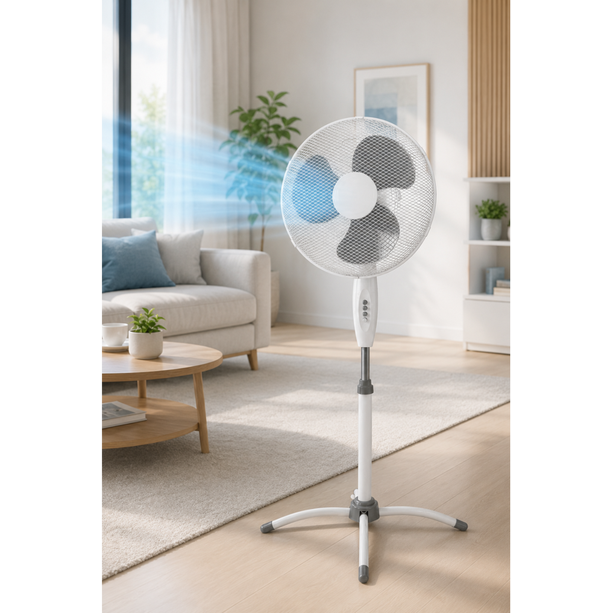 Voir la diapositive 3 : Ventilateur sur pied 40cm – 45w – hauteur réglable