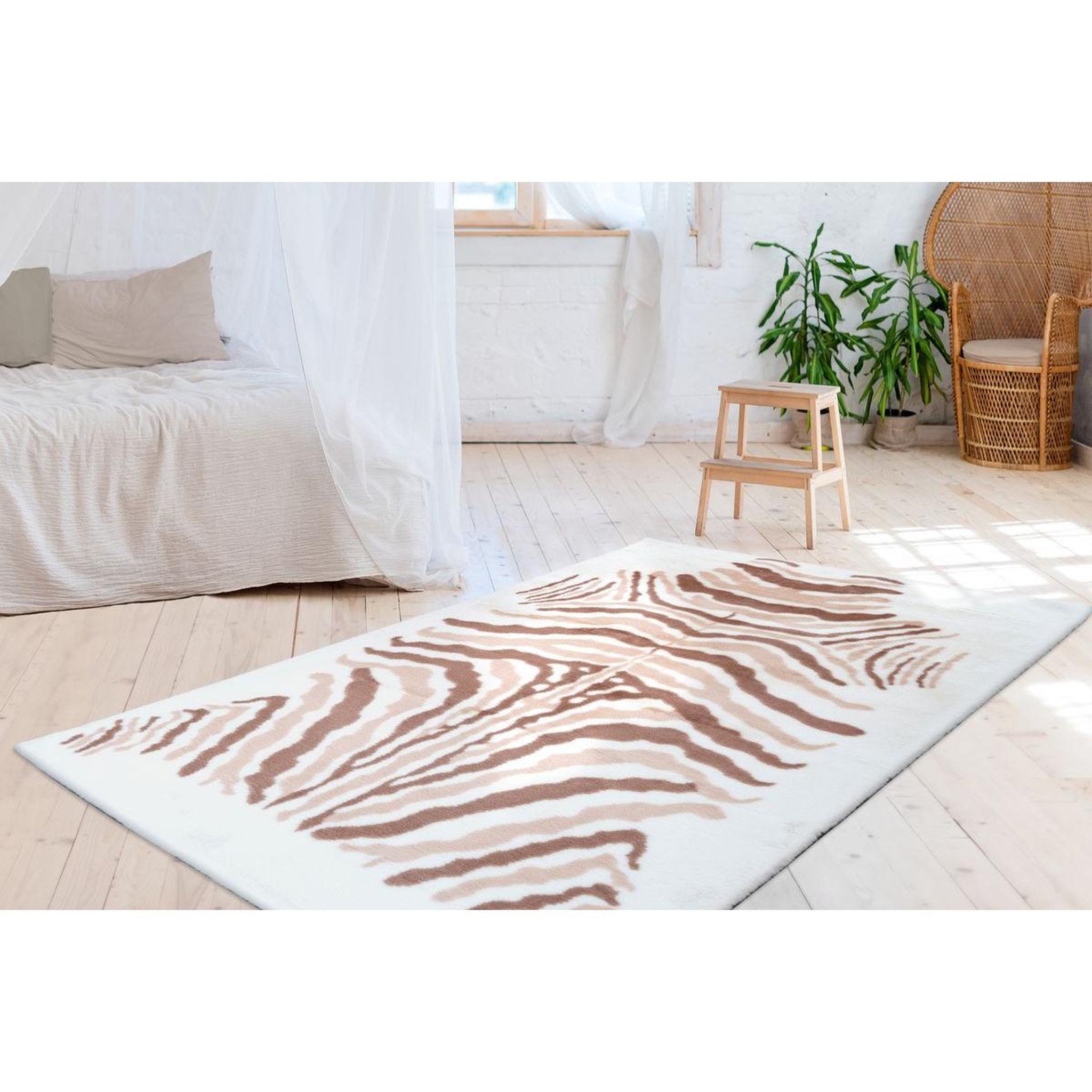 Voir la diapositive 2 : Paris Prix Tapis Imprimé Animal  Rabbit  Beige & Marron