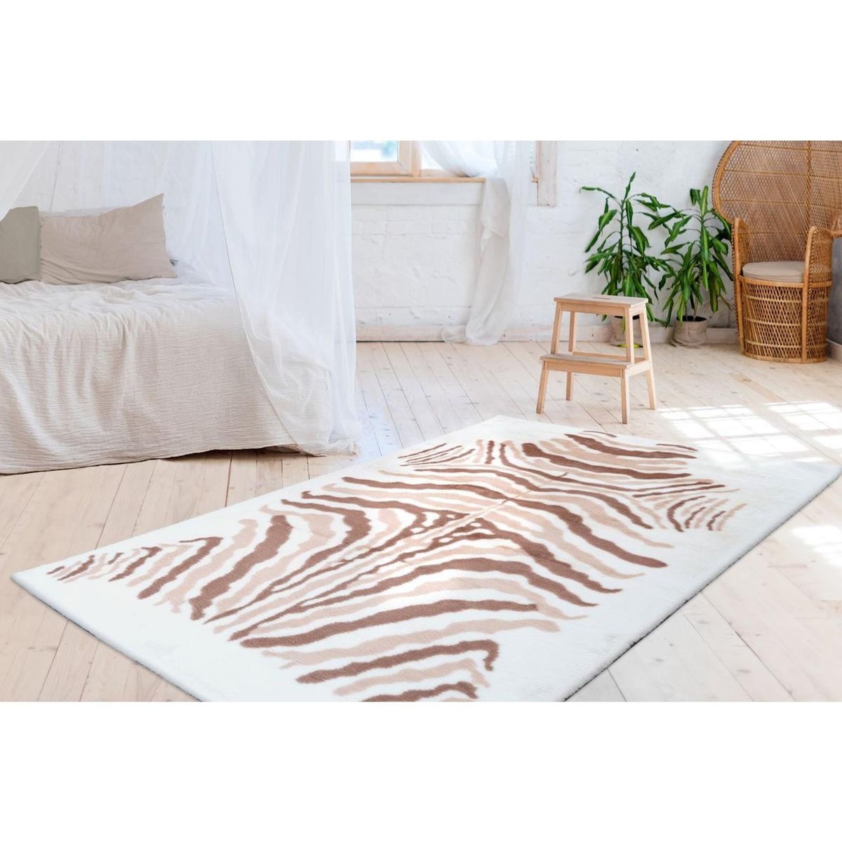 Paris Prix Tapis Imprimé Animal  Rabbit  Beige & Marron