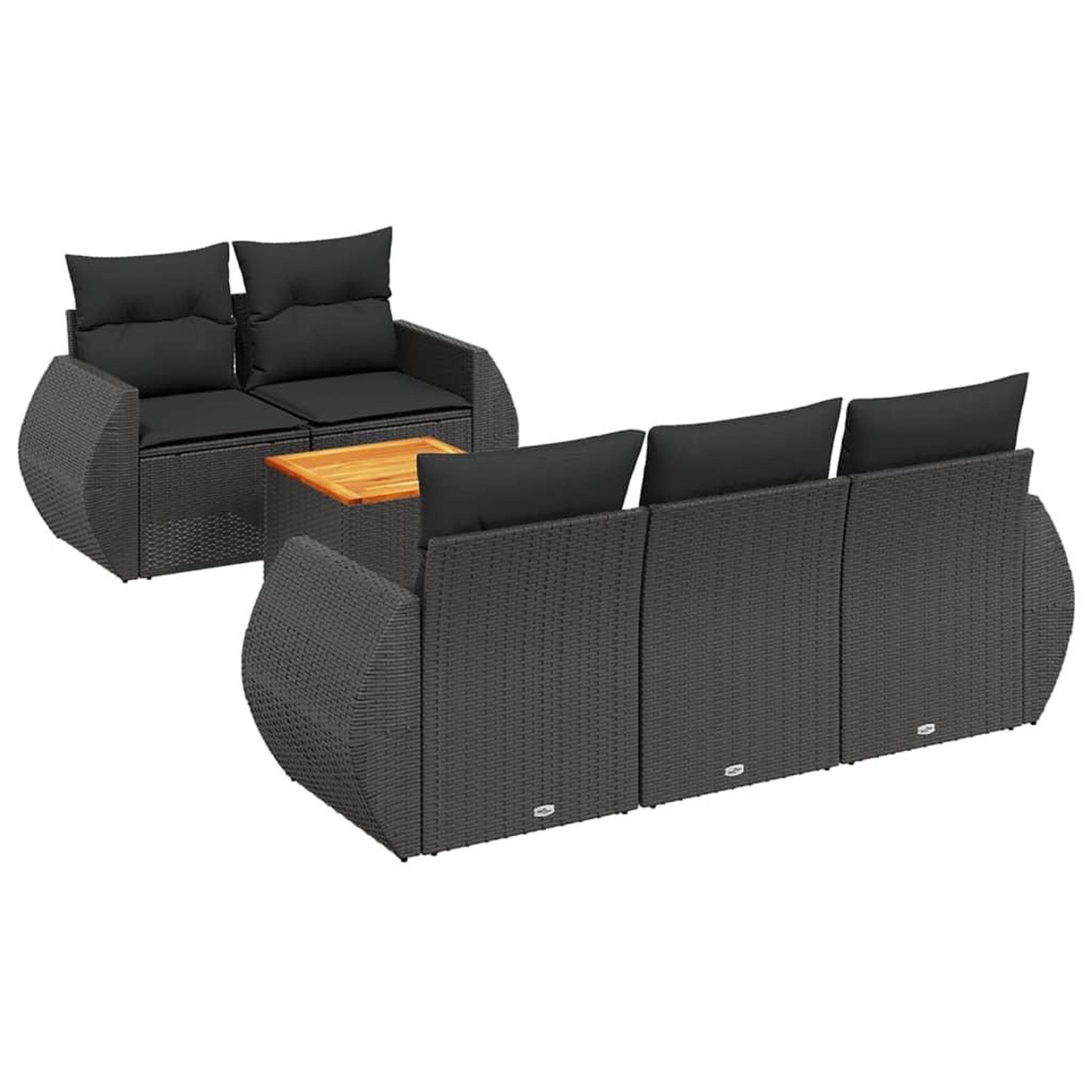 Voir la diapositive 2 : VIDAXL Salon de jardin 6 pcs avec coussins noir resine tressee
