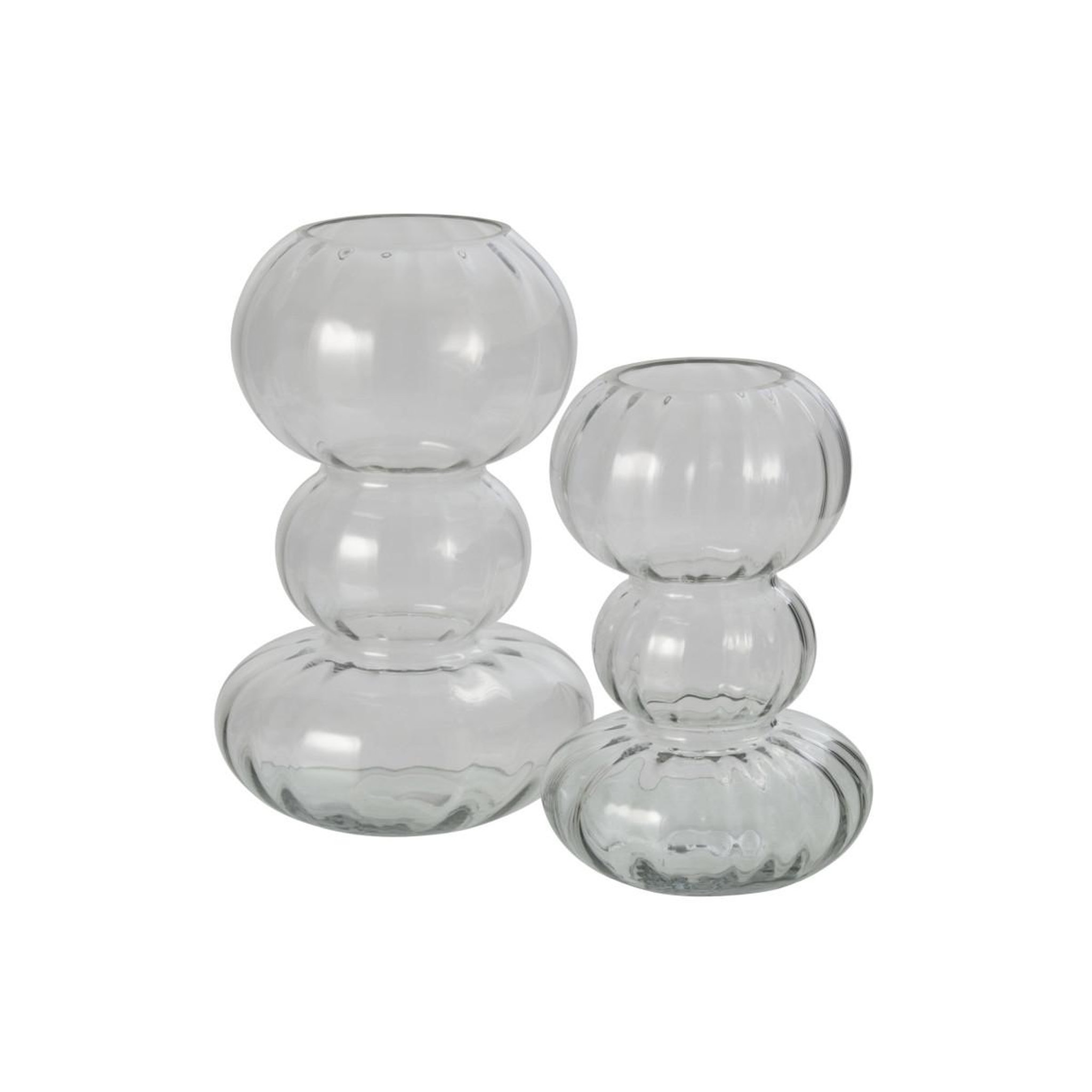 Voir la diapositive 2 : J-LINE Vase bulle en verre  rosalie  27cm transparent