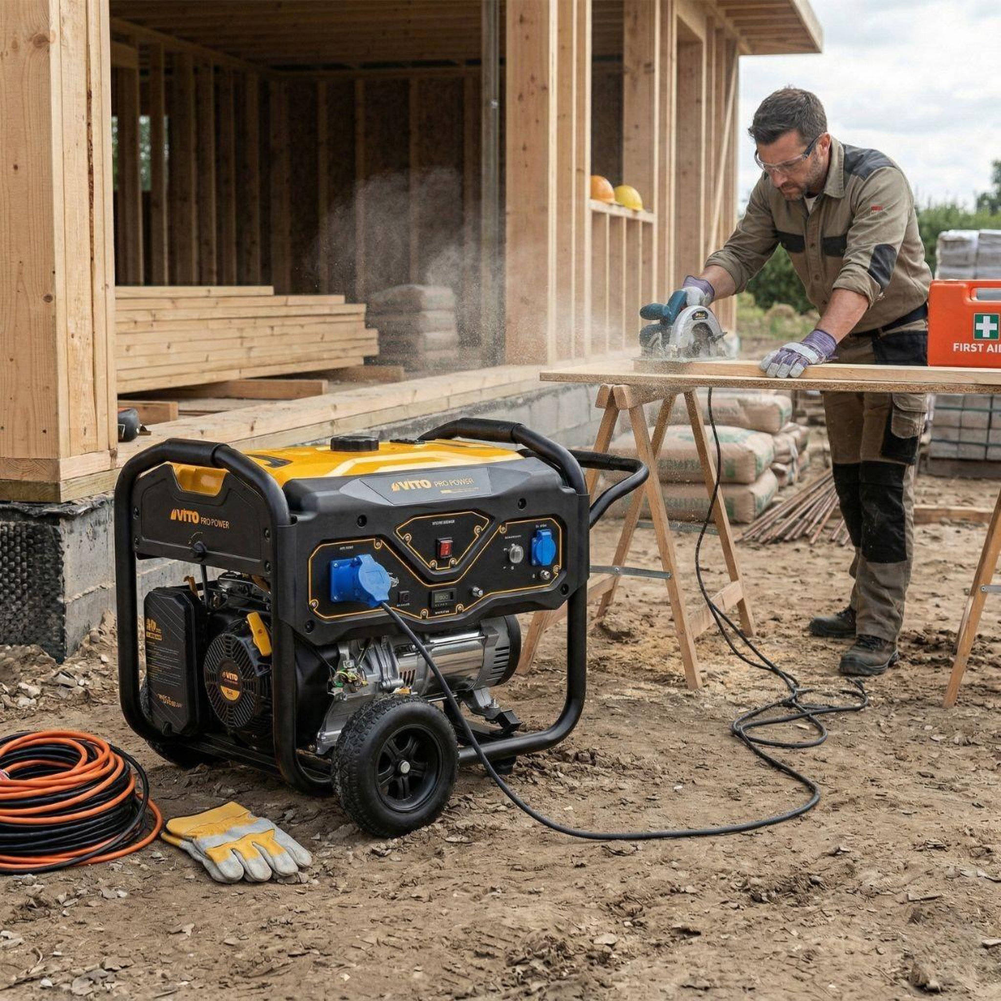 Voir la diapositive 3 : VITO Groupe électrogène 5.5kva 15cv monophasé démarrage manuel avr, réservoir 25l, générateur électrique maison chantier vito