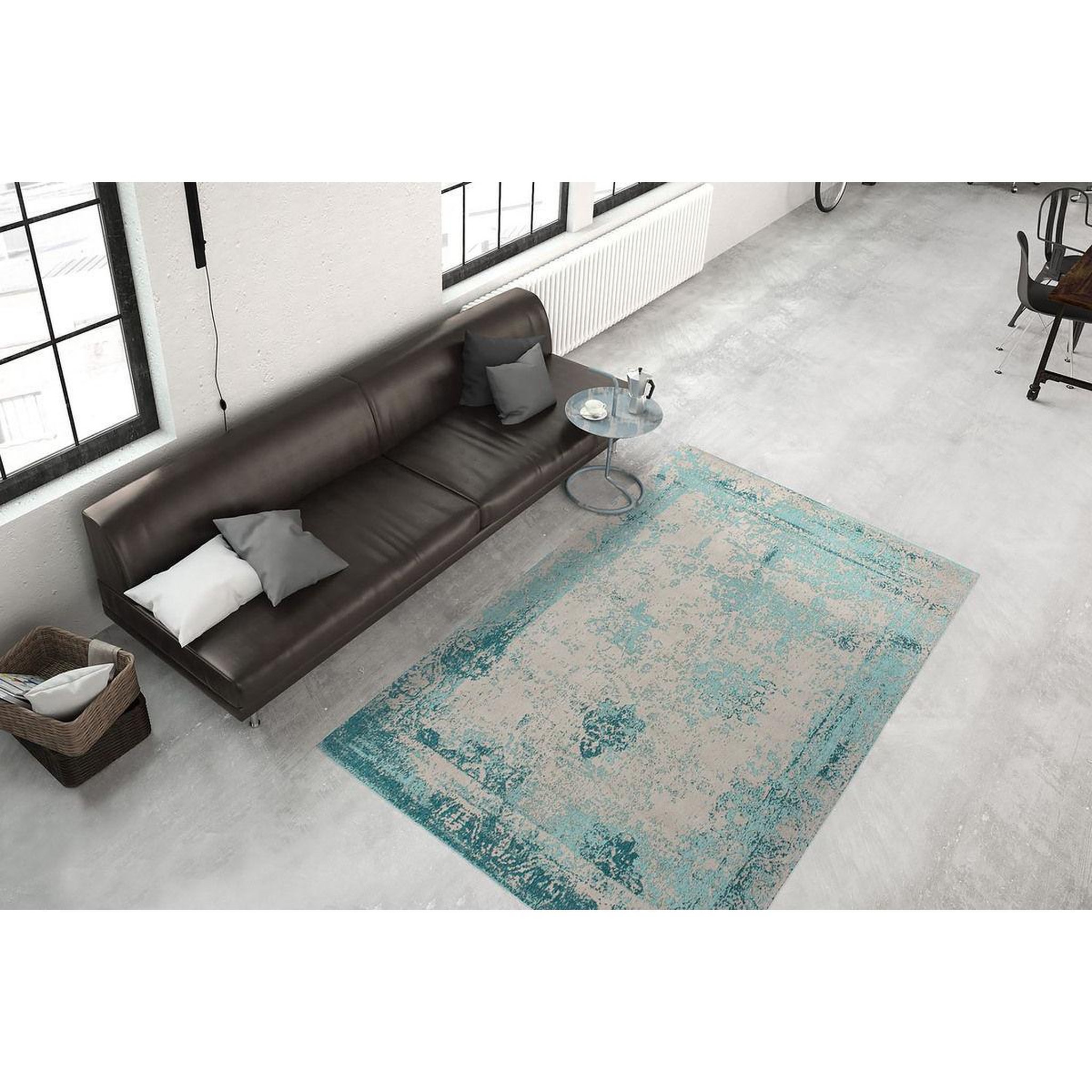 Voir la diapositive 2 : Paris Prix Tapis vintage tissé  nostalgia  turquoise