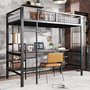 Voir la diapositive 4 : MERAX Lit mezzanine 90x200cm métal et bois coloris noir