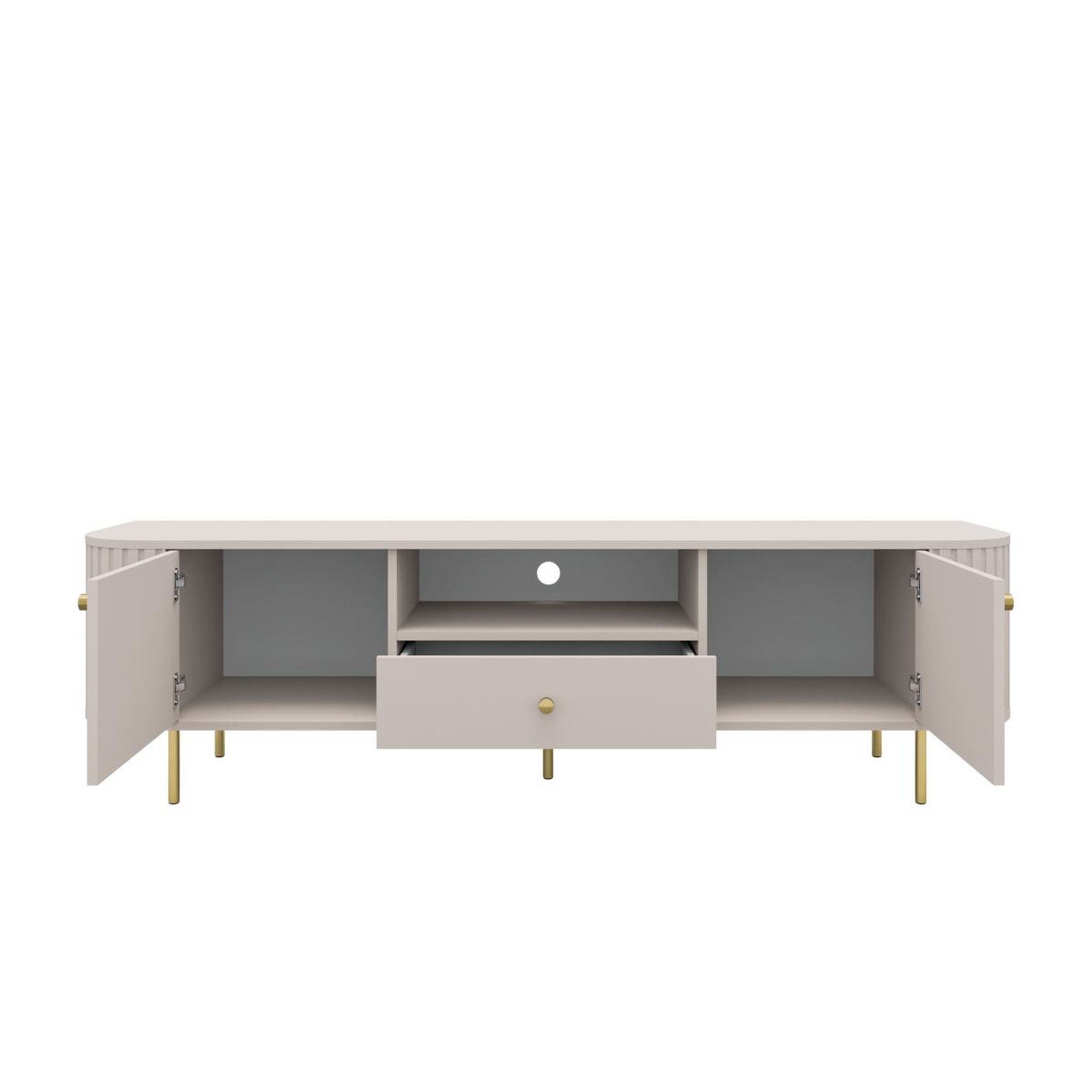 Voir la diapositive 3 : JLC KREATION Meuble tv beige et doré 180cm lilio