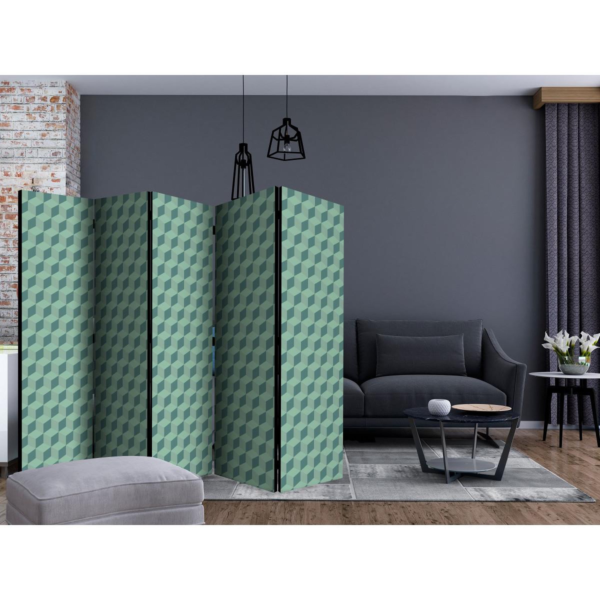Voir la diapositive 2 : Paris Prix Paravent 5 volets  monochromatic cubes  172x225cm